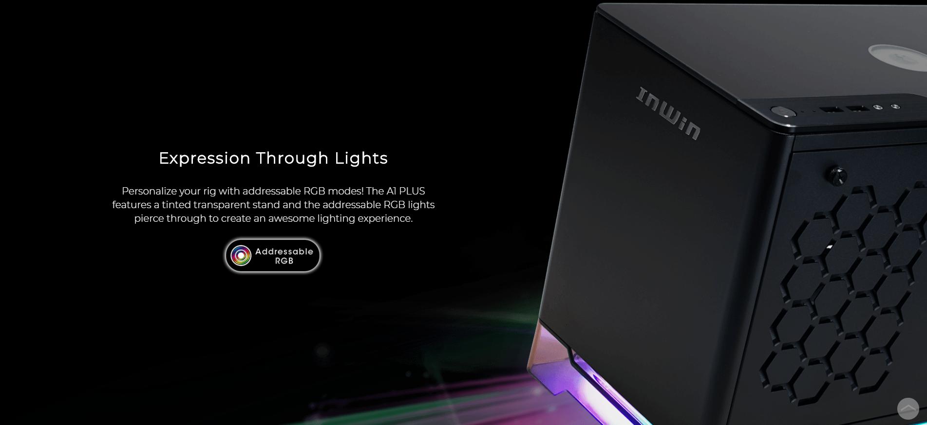 InWin A1 Plus Black QI Charger - Full Side Tempered Glass Mini ITX hệ thống ánh sáng tùy chỉnh